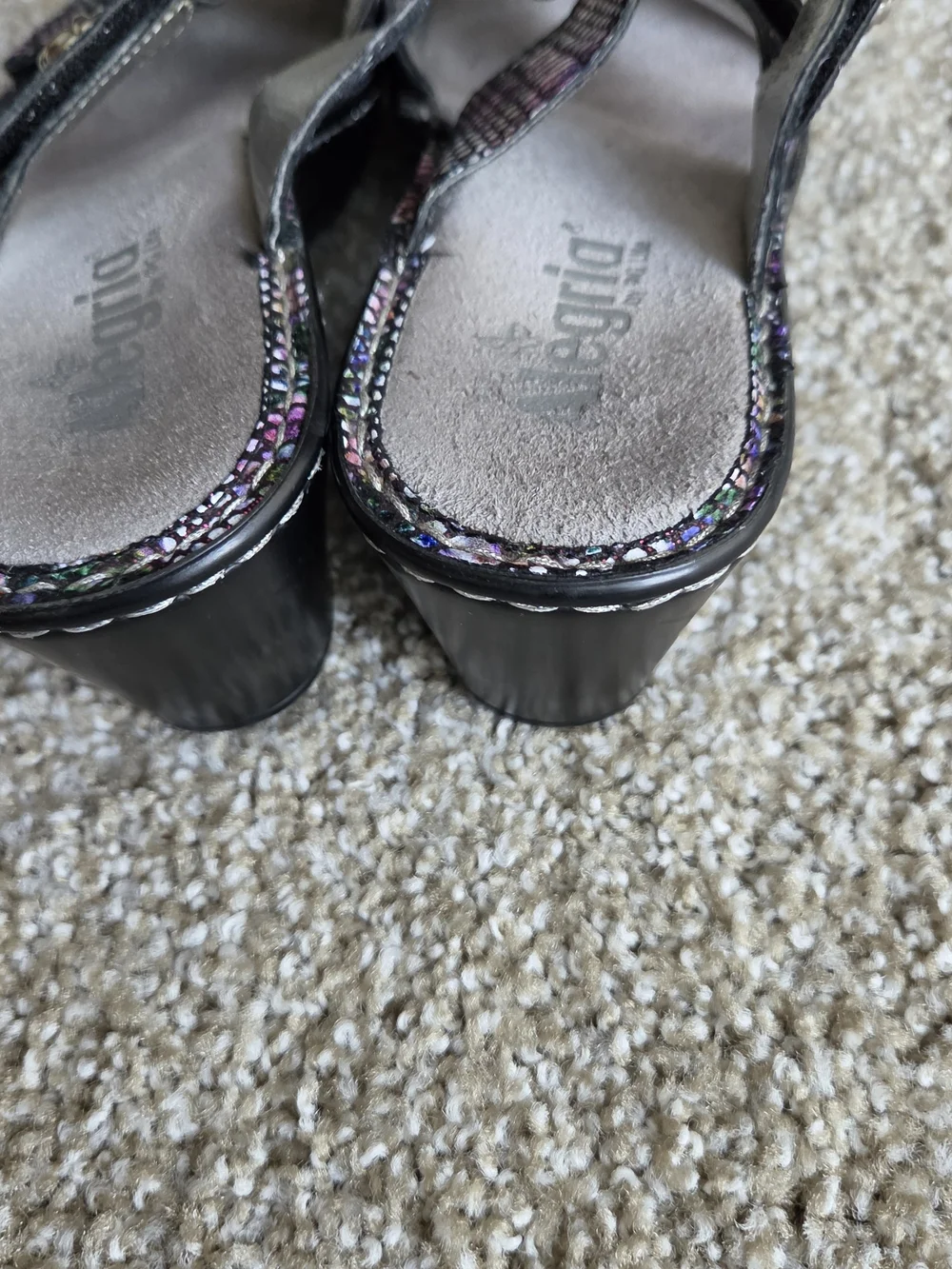 Alegria Multicolor Snake-Print Slip-On Sandals